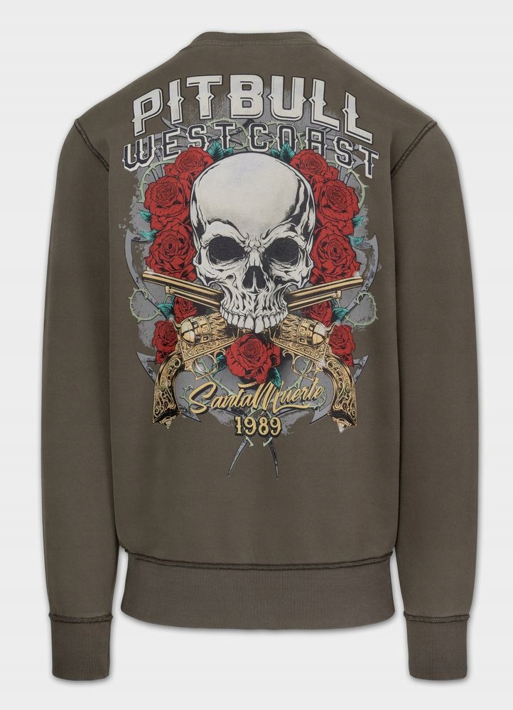 Pánská Mikina Pitbull Washed Santa Muerte Potisk na zádech Volnější