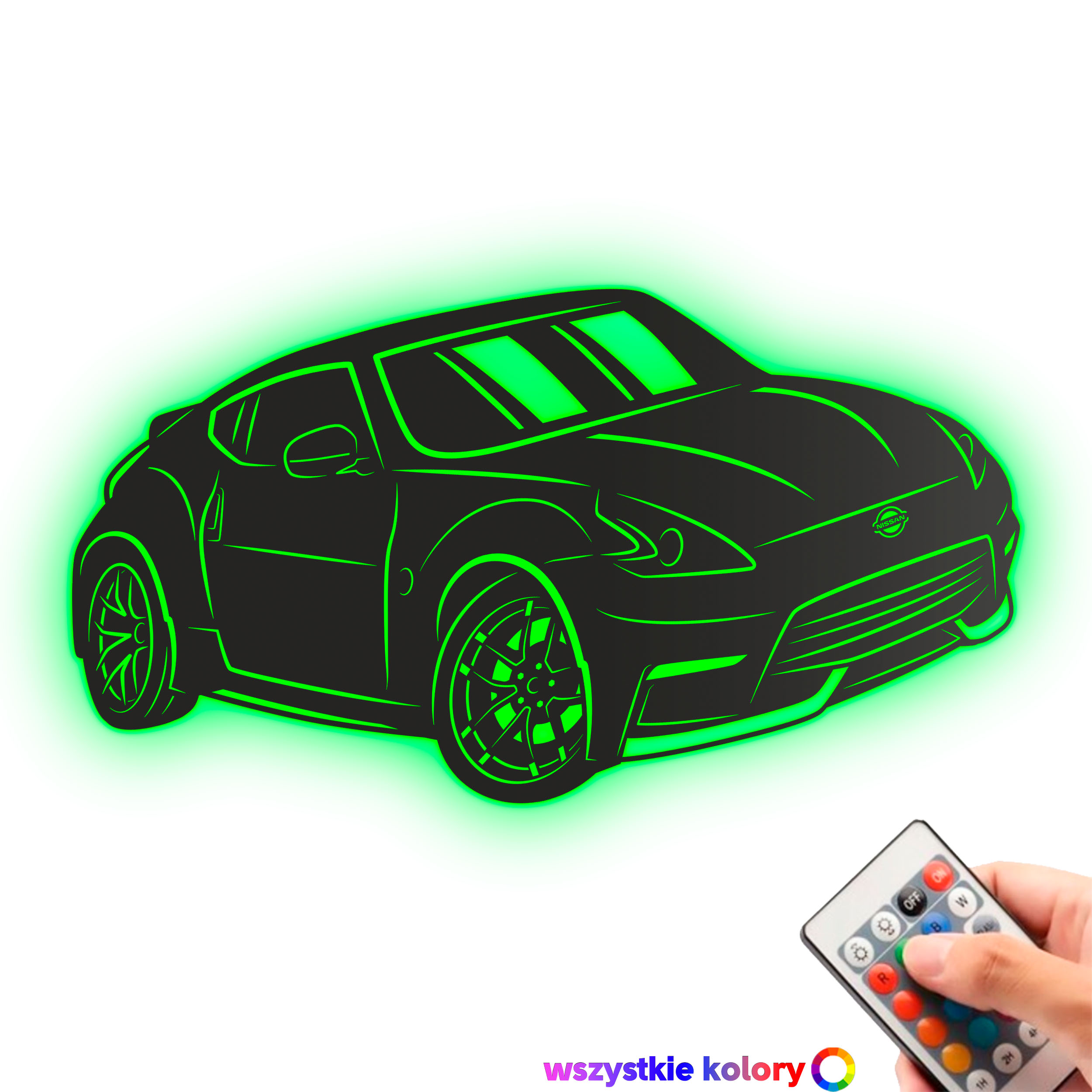 Dřevěný 3D obraz Nissan 370Z Dekorace Dárek Noční Lampa Led XL