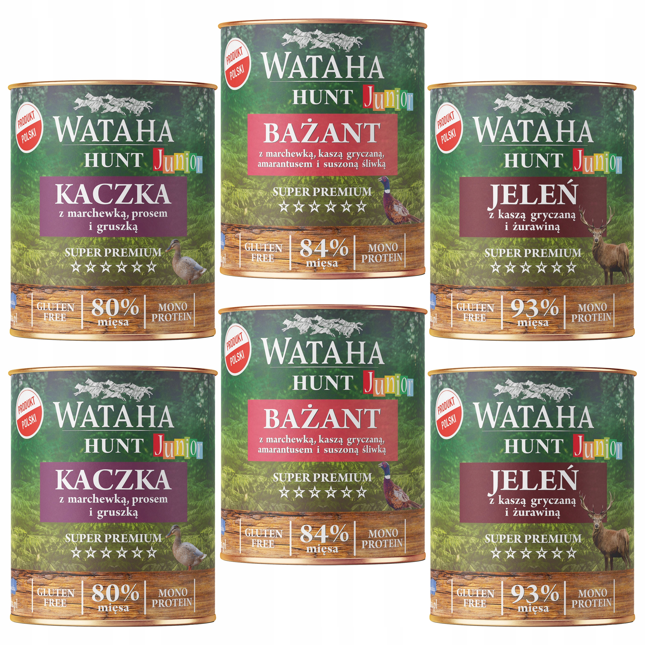 Levně Wataha Hunt Junior krmivo pro štěňata Mix chutí 6 x 800 g