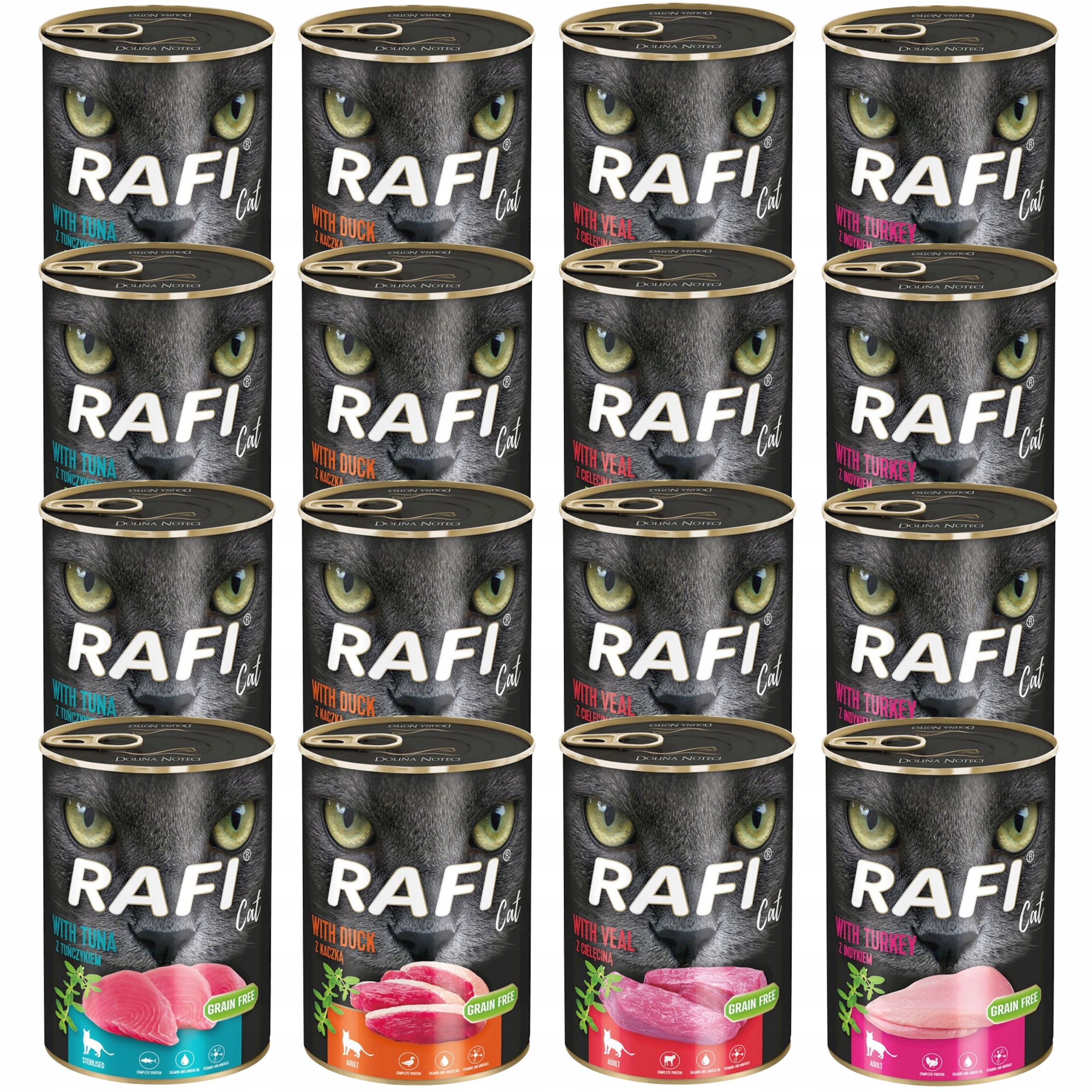 Levně Rafi Dolina Noteci krmivo krmivo pro kočky mix chutí 16 x 400 g bez obilovin