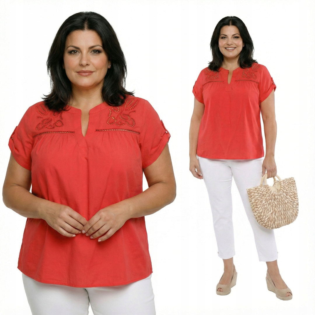 Červená halenka plus size, velikost 60