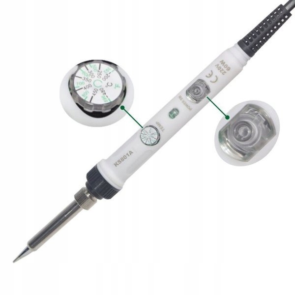 Lutownica z wyłącznikiem 230V 60W - regulacja temperatury 200-480stC Marka Inna