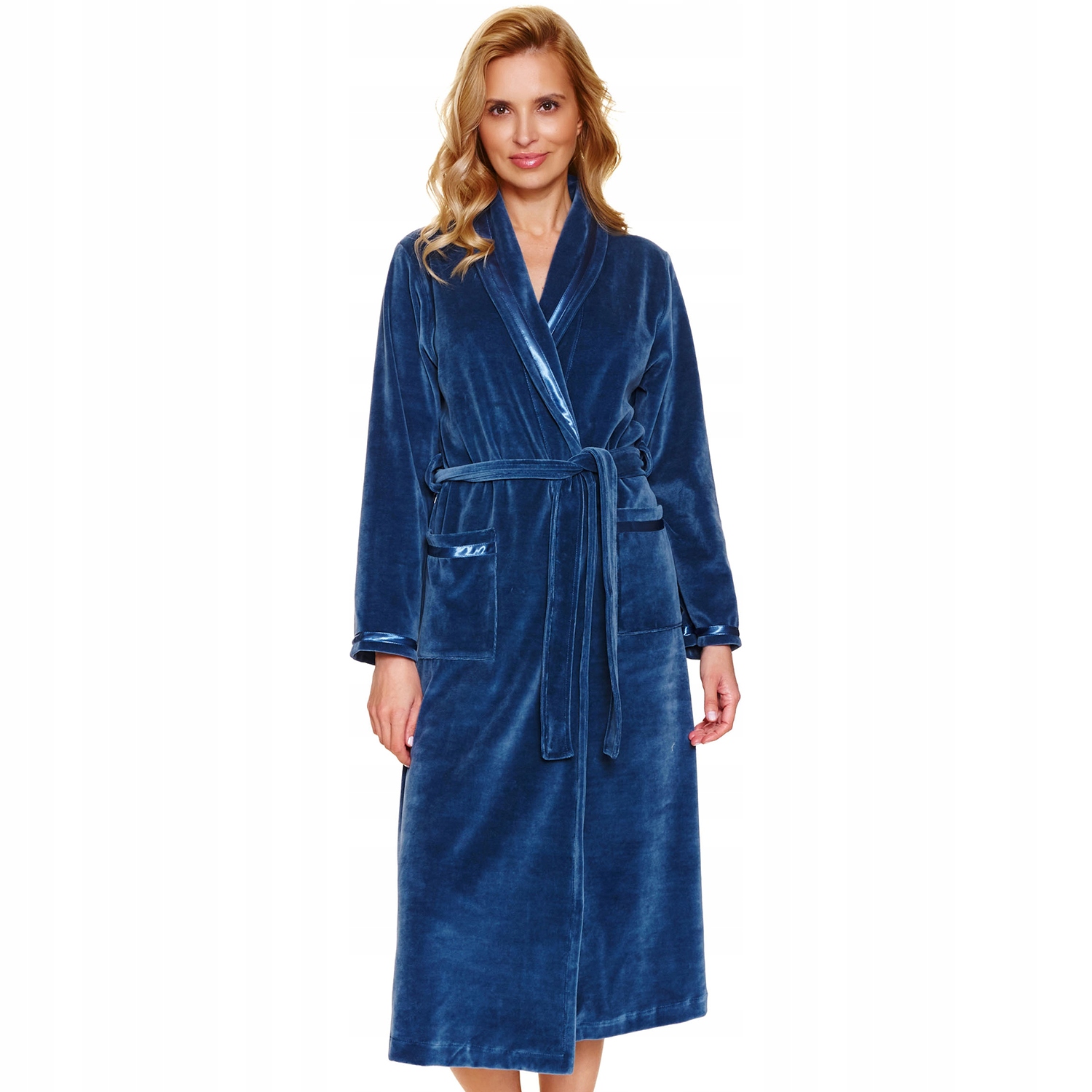 Doctor Nap SWA.1078 deep blue vázaný tmavě modrý teplý Župan M