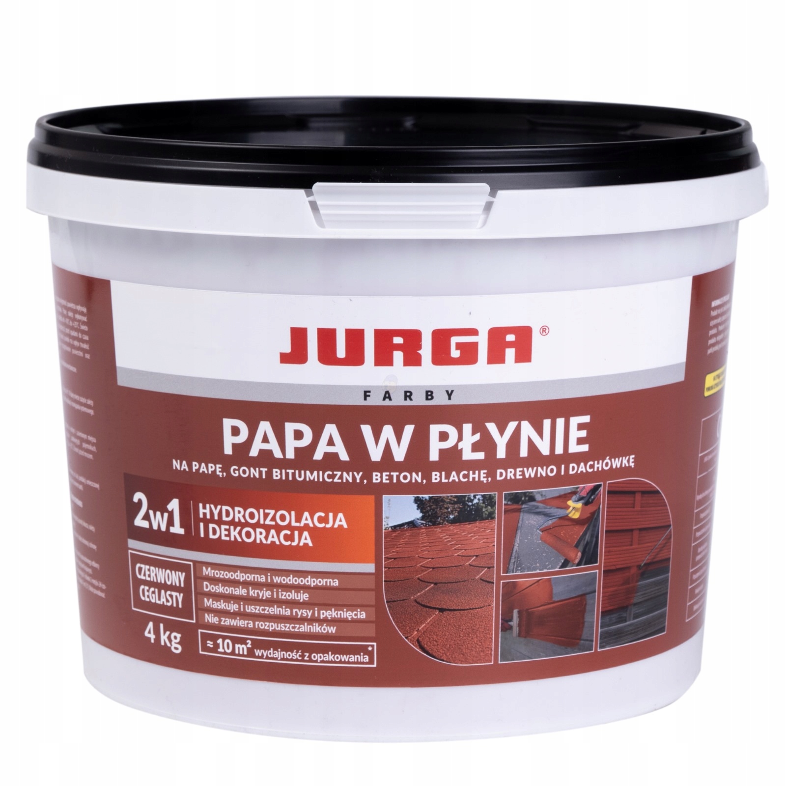 Jurga Papa W Płynie Farba Na Dach Wodoodporna Ceglasty Czerwony 4KG