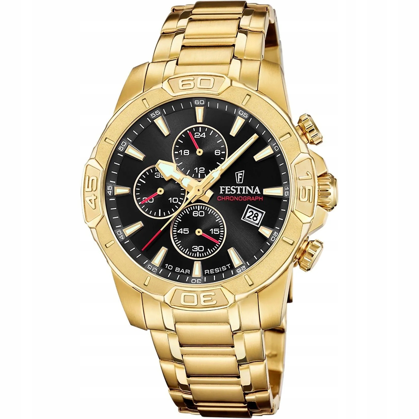 Festina Timeless Chronograph 20705/4 Pánské Hodinky zlaté s černým ciferníkem