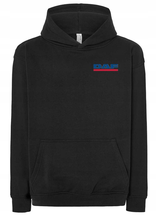 Mikina černá s kapucí klokanka s logem Daf, výšivka, velikost 3XL