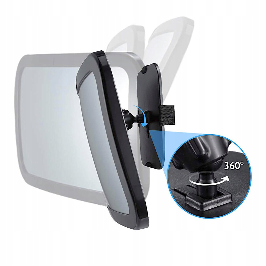 LUSTERKO DO OBSERWACJI DZIECKA W AUCIE SAMOCHODZIE BEZPIECZNE I WYRAŹNE Kolor dominujący czarny