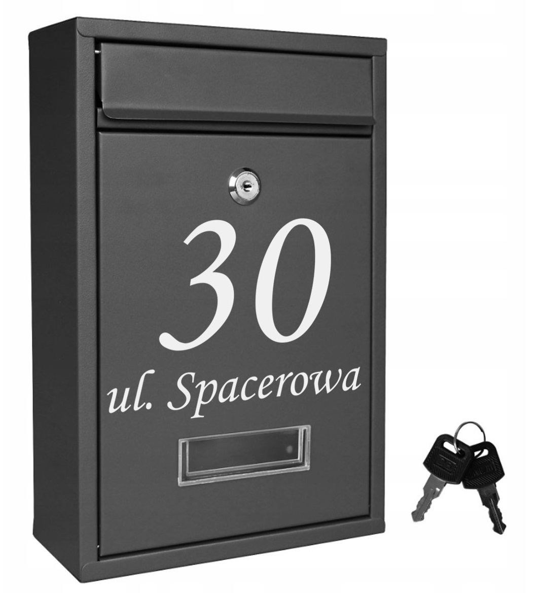 Poštovní Schránka Na Dopisy Vhazovačka černá S Číslem Domu Adresou Uv Tisk