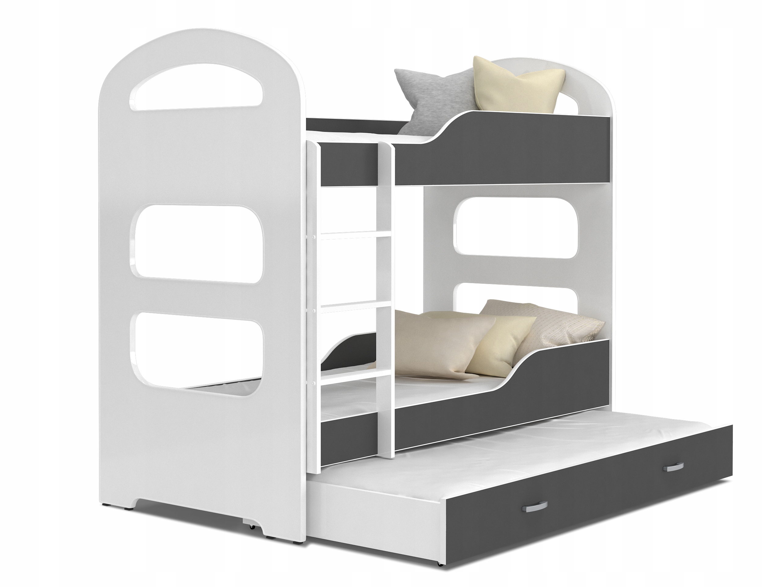 Двухъярусная кровать ДОМИНИК 3 СЕРЫЕ 190x80 + матрасы