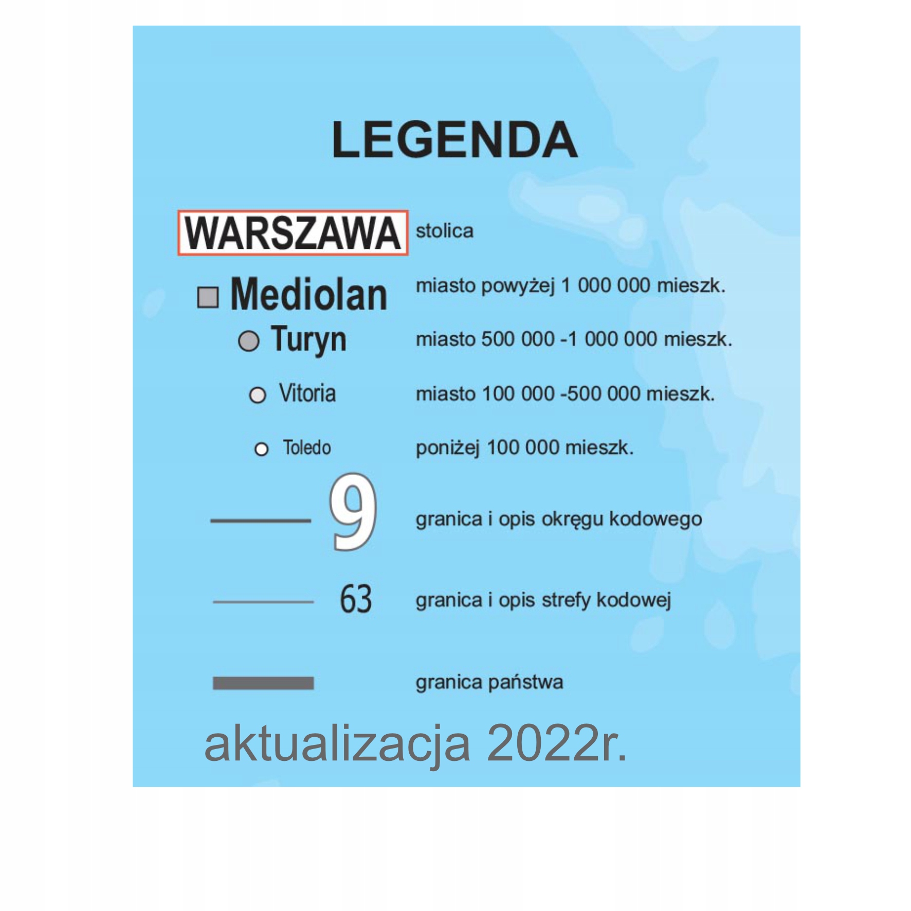 EUROPA KODOWA MAPA PODKŁADKA KODY POCZTOWE 38x58cm Krótszy bok 380 mm