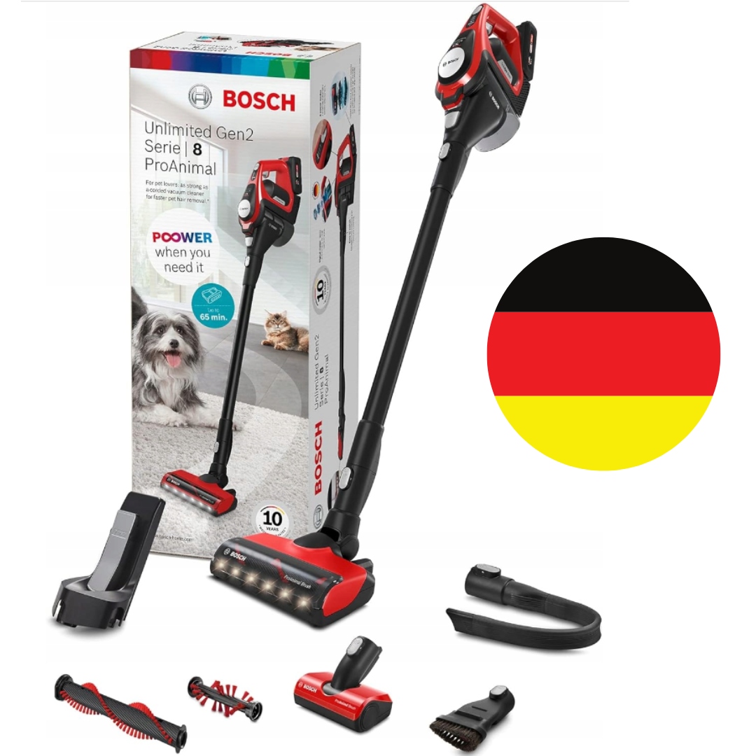 ODKURZACZ PIONOWY RĘCZNY 2W1 BOSCH ELEKTROSZCZOTKA LED 4AH ZESTAW AKCESORIA