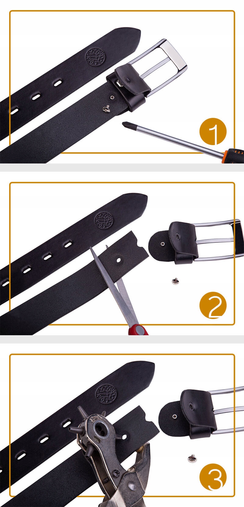 Pasek skórzany męski czarny do spodni Betlewski Długość bez klamry 110 cm