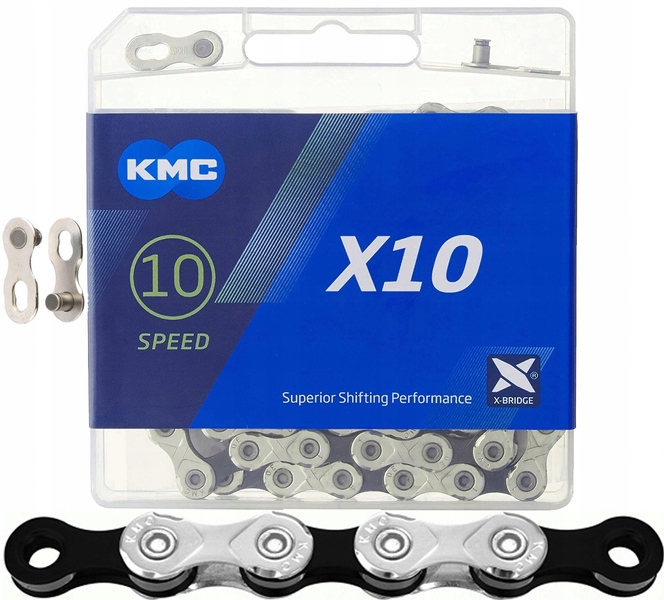 Łańcuch rowerowy Kmc X10.93 10s 10 rzędowy szary/czarny Box spinka