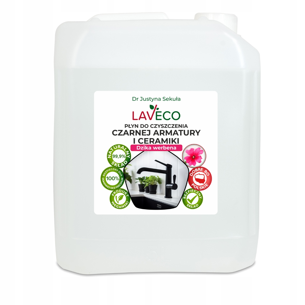 Levně Tekutý přípravek na mytí černé armatury, barevné a keramiky – divoká verbena – 5 l