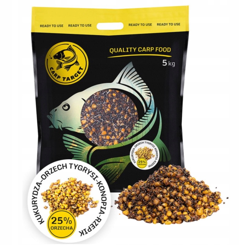 Ziarno Zanętowe Carp Target MIX Kukurydza Orzech Tygrysi Konopia Rzepik 5kg