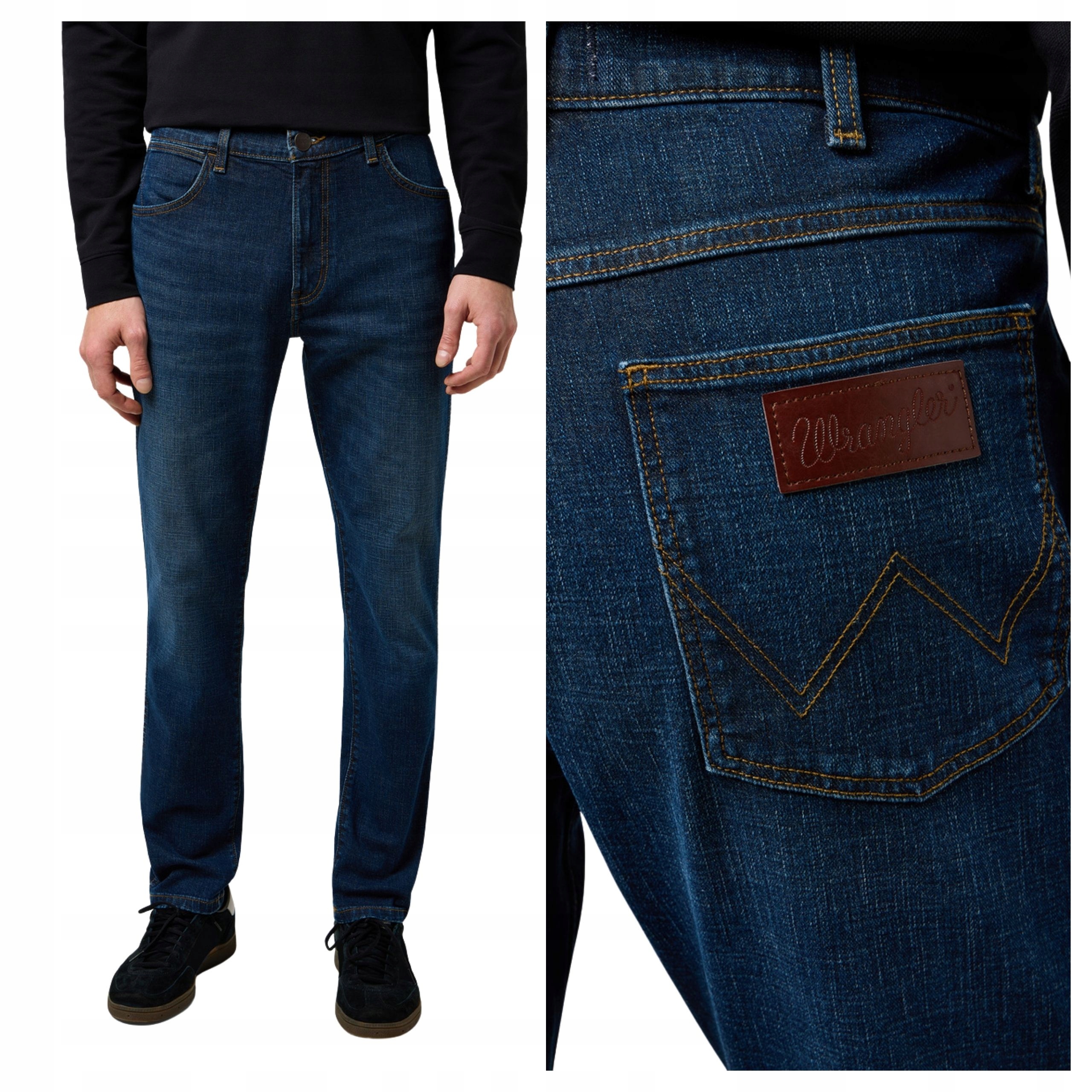 Pánské kalhoty Wrangler Larston Obsidian Zúžené Denim W32 L34