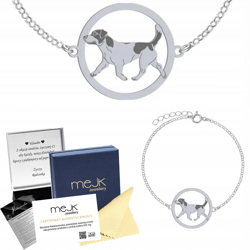 Náramek Stříbro 925 s psem Jack Russell teriér Krátkosrstá žena