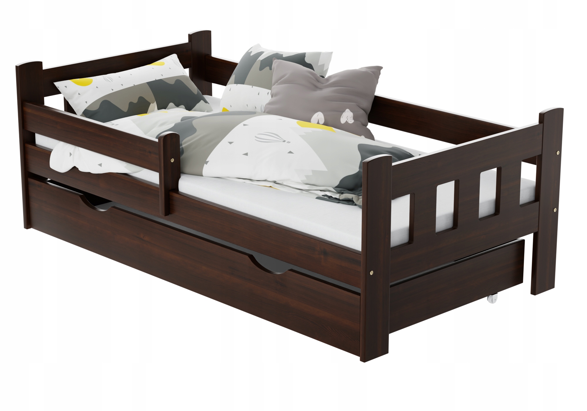 Postýlka 80X180 Dřevěná Postel Kacperek Ořech Zábrany Rošt