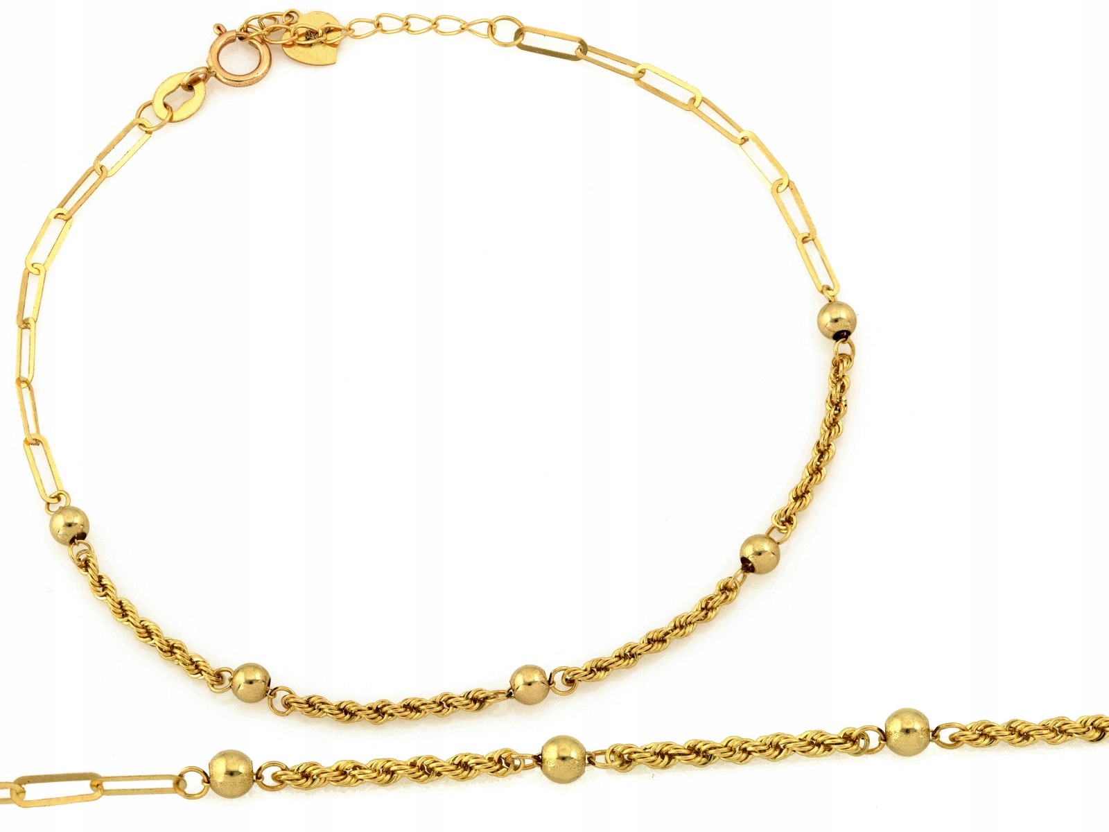 Zlatý řetízkový náramek 585 s kuličkami r20 Korda velké články 0.82 g