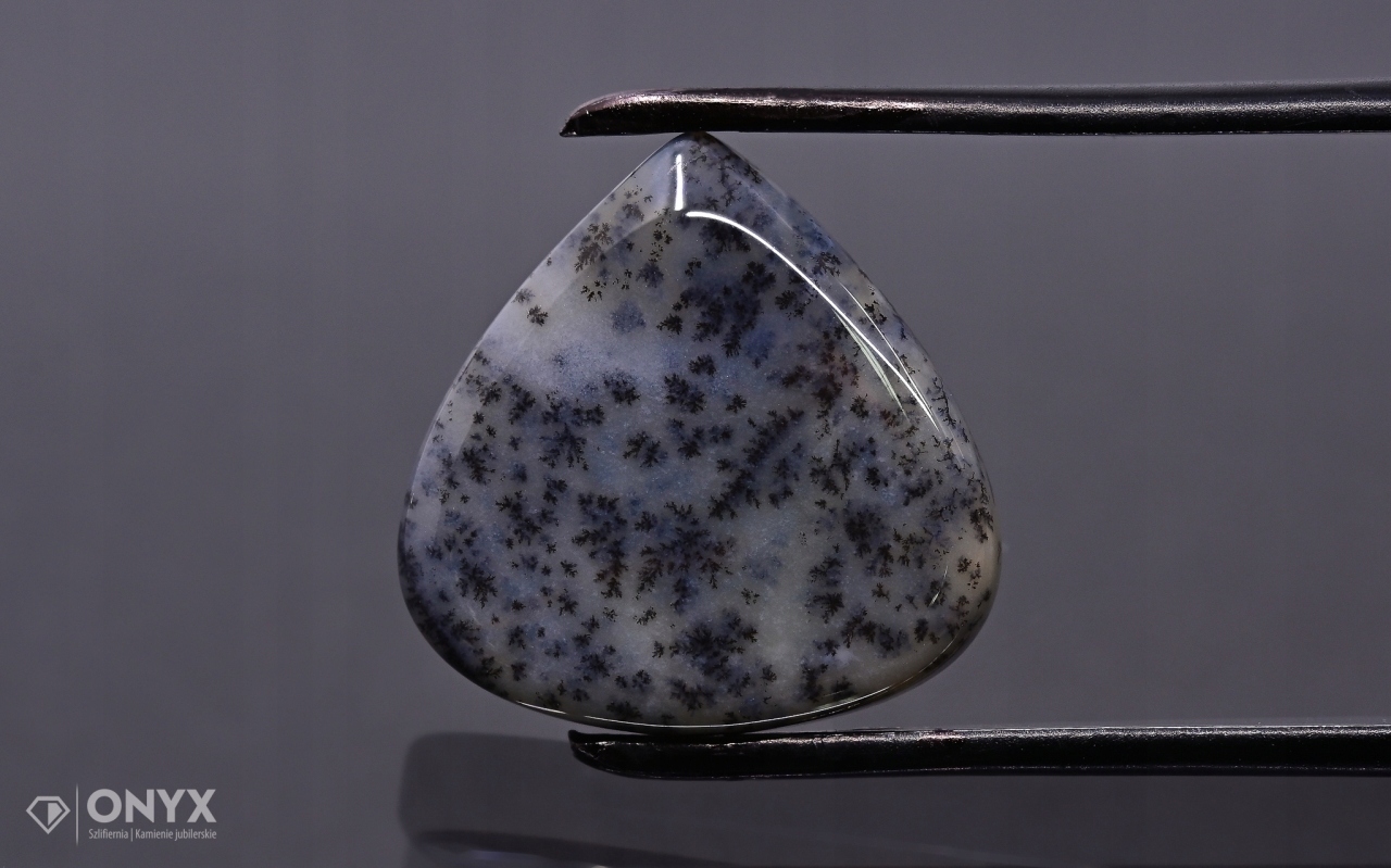 Dendritový achát z Kazachstánu konvexní plaketa slza