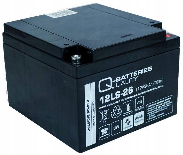 AKUMULATOR AGM VRLA Q-BATTERIES 12LS-26 12V 26Ah ZASILANIE BUFOR STAND-BY