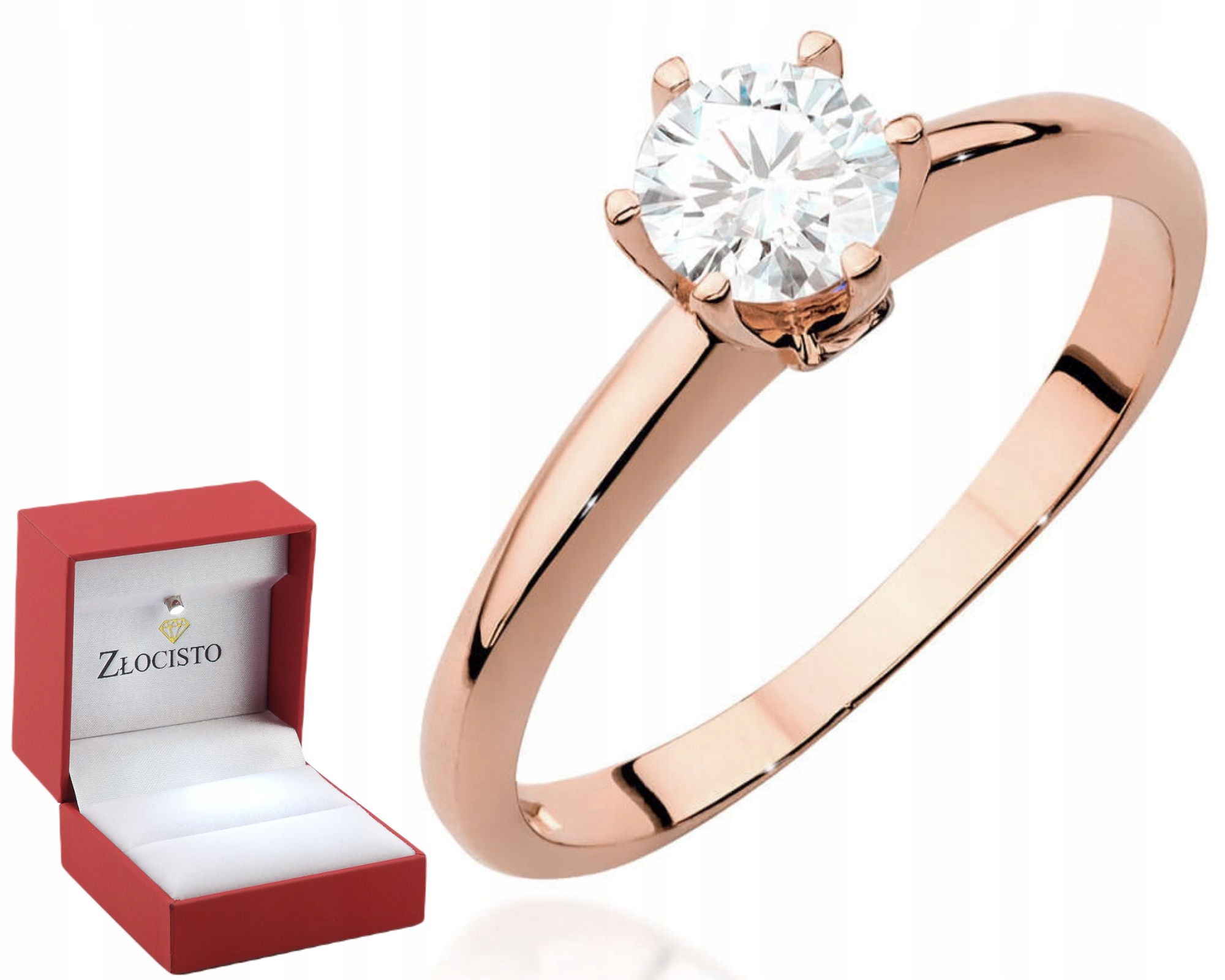 Růžové Zlato Prstýnek Safír A Brilianty Gravírování 585 Bonus Dárek