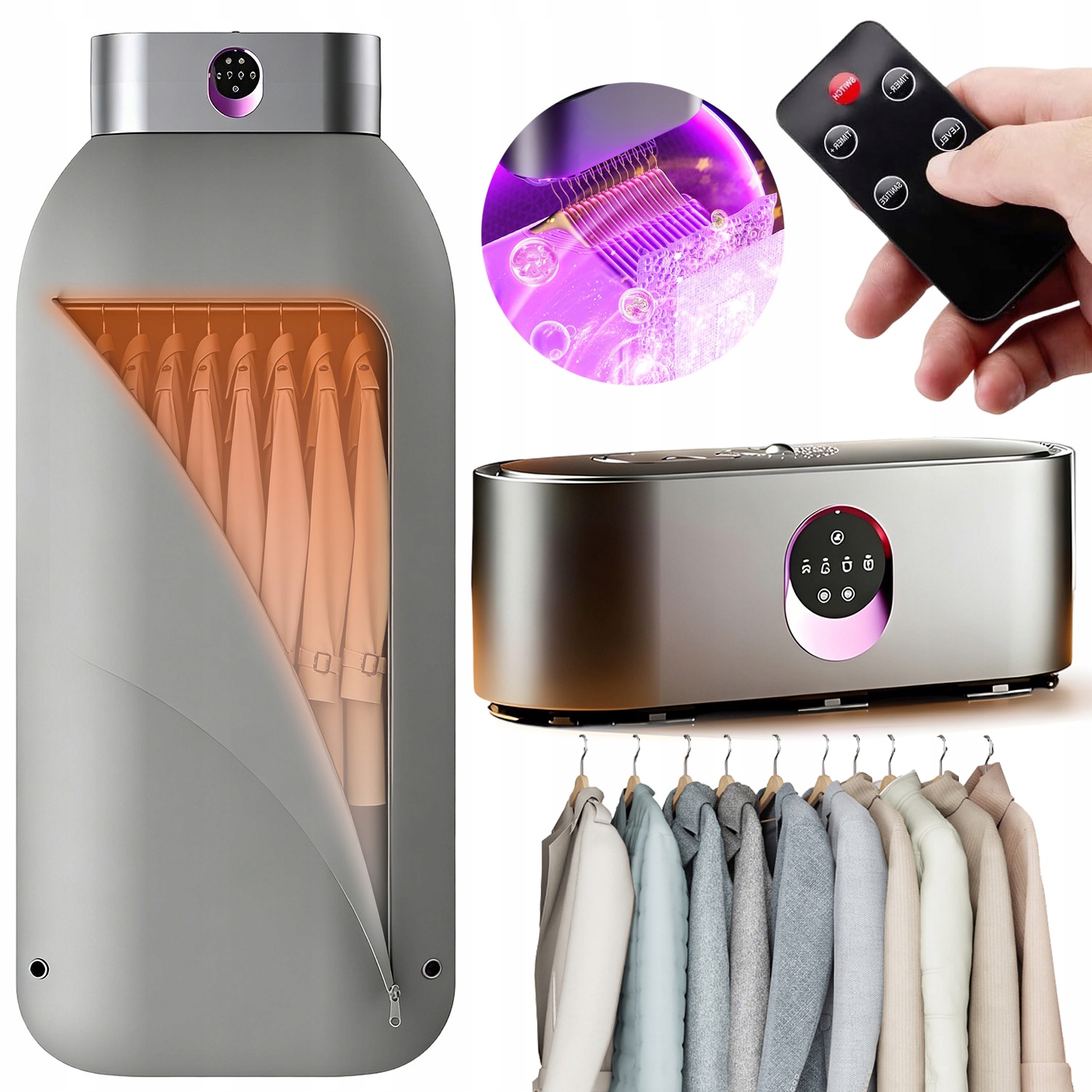 Levně Elektrická Sušák Na Prádlo Inteligentní Skládací Sterilizace Šedá 600 W
