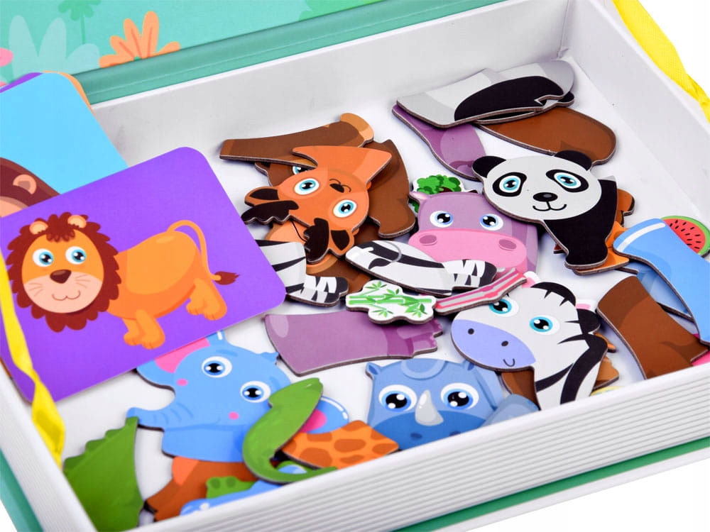 UKŁADANKA MAGNETYCZNA, puzzle zwierzęta ZOO Wiek dziecka 3 lata +