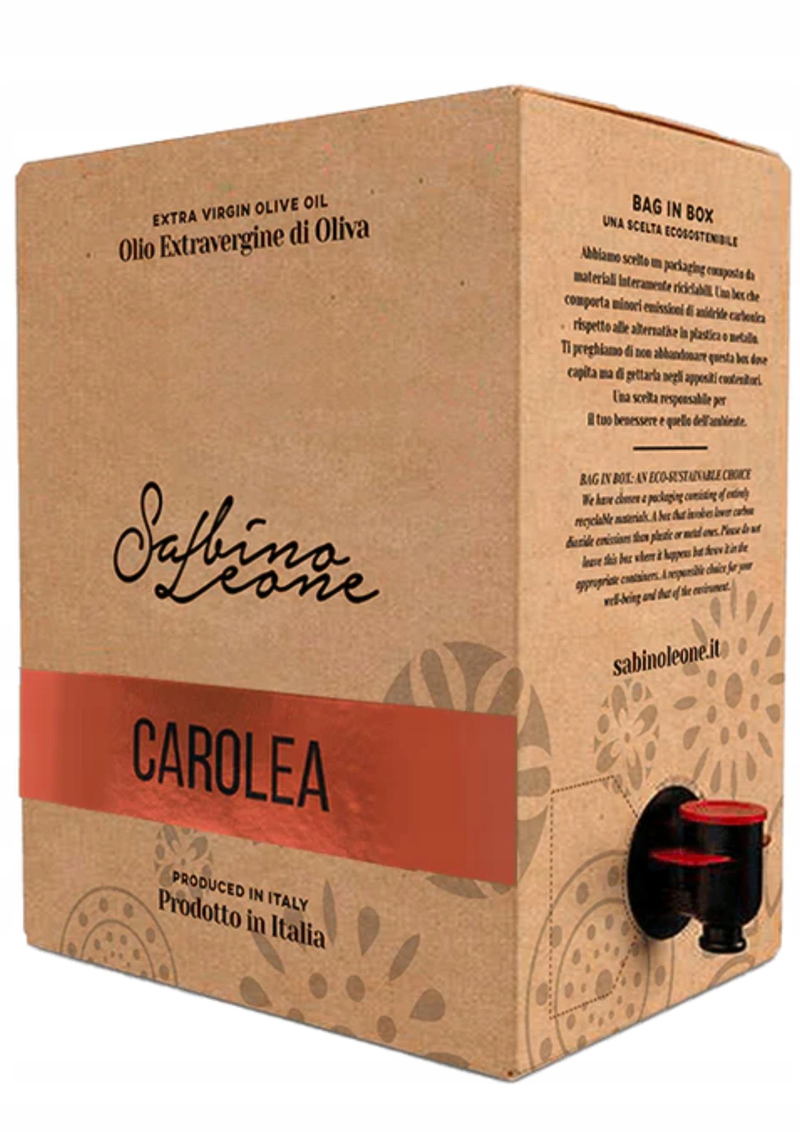 Delikatna Włoska Oliwa z Oliwek Extra Virgin 3l Sabino Leone Carolea