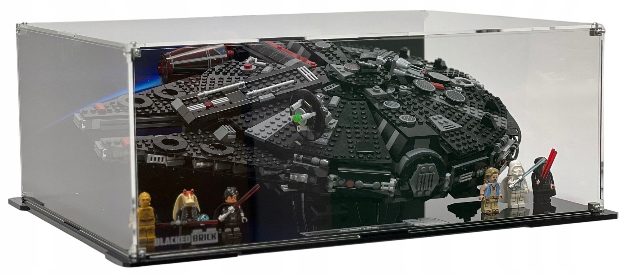 Horizontálna vitrína s pozadím Blacked Brick pre Lego 75389 Star Wars: Temný sokol