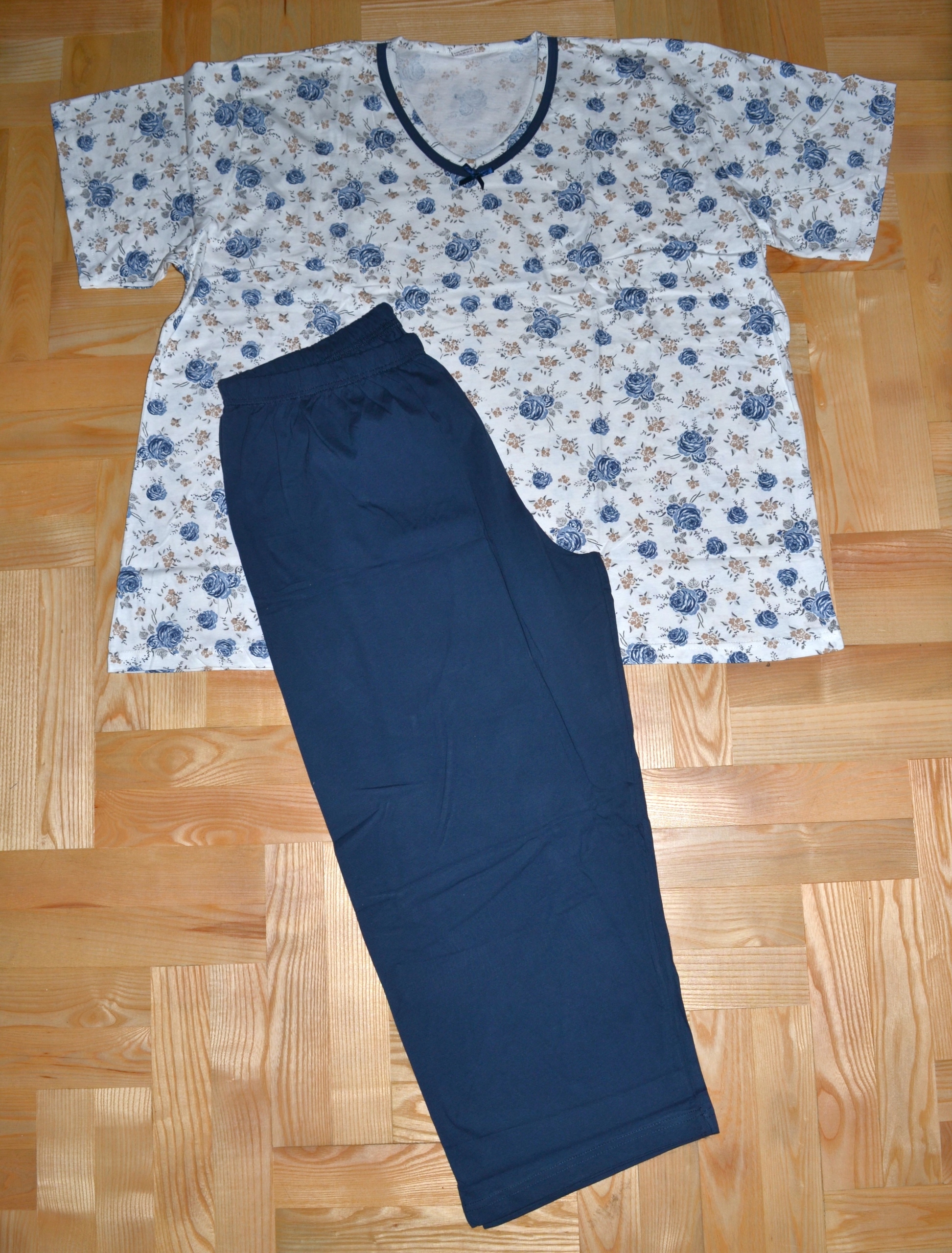 (6) piżama komplet 100% bawełna bluzka rybaczki 54/56