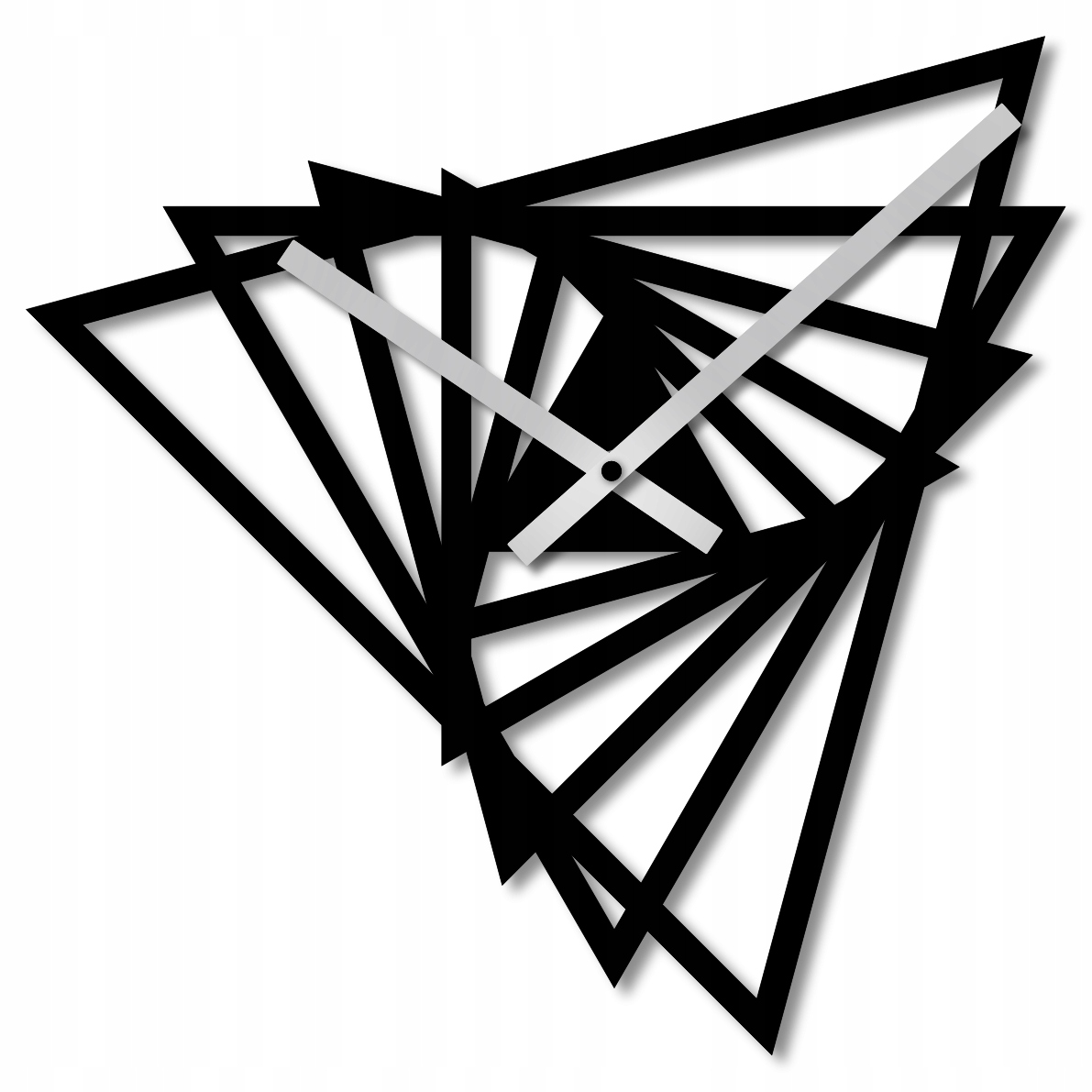 Nástěnné Hodiny 50 cm Dřevěné Nástěnné Hodiny Černé Geometrické 3D Hodiny