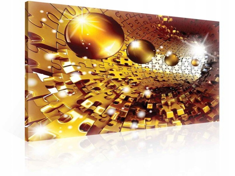 Obraz 100x75 Zlatý tunel abstrakce 3D sféry dynamika futuristický pohyb