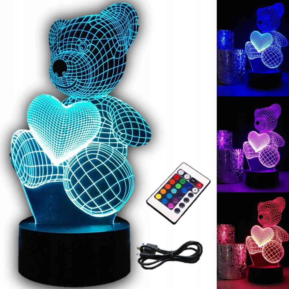 

Lampka Nocna Miś 3D Led Rgb