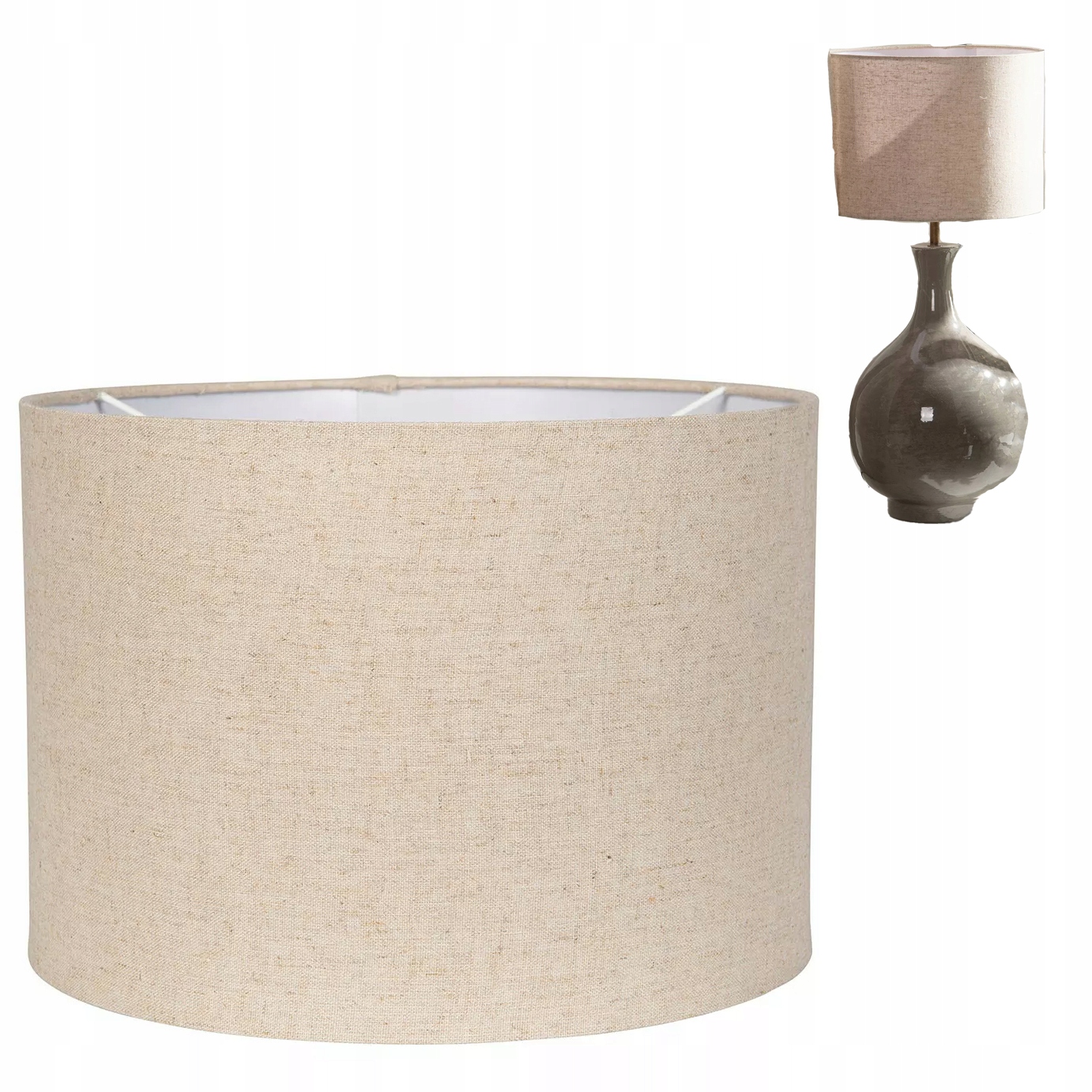 Stínidlo Na Žárovku Béžové 30 cm pro závěsnou stojací lampu, lněné stínidlo boho