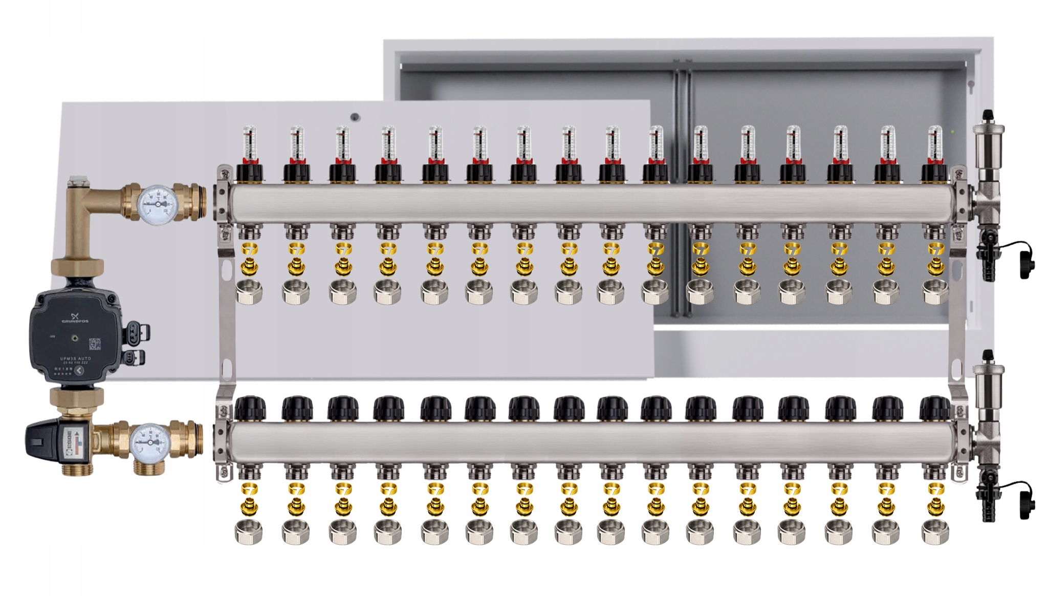 Nerezový rozdělovač pro podlahu 16 box Pompa Grundfos Pex