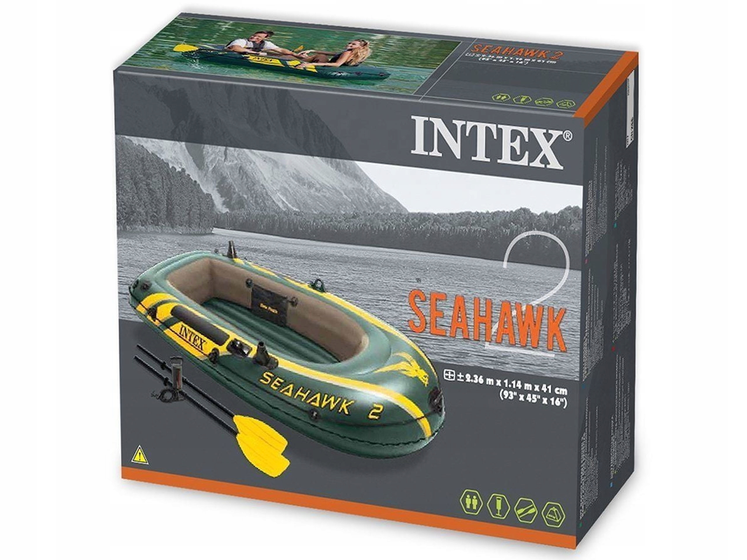 PONTON INTEX SEAHAWK 2 236x114x41cm WIOSŁA POMPKA Model Seahawk 2 pompka+wiosła 236cm