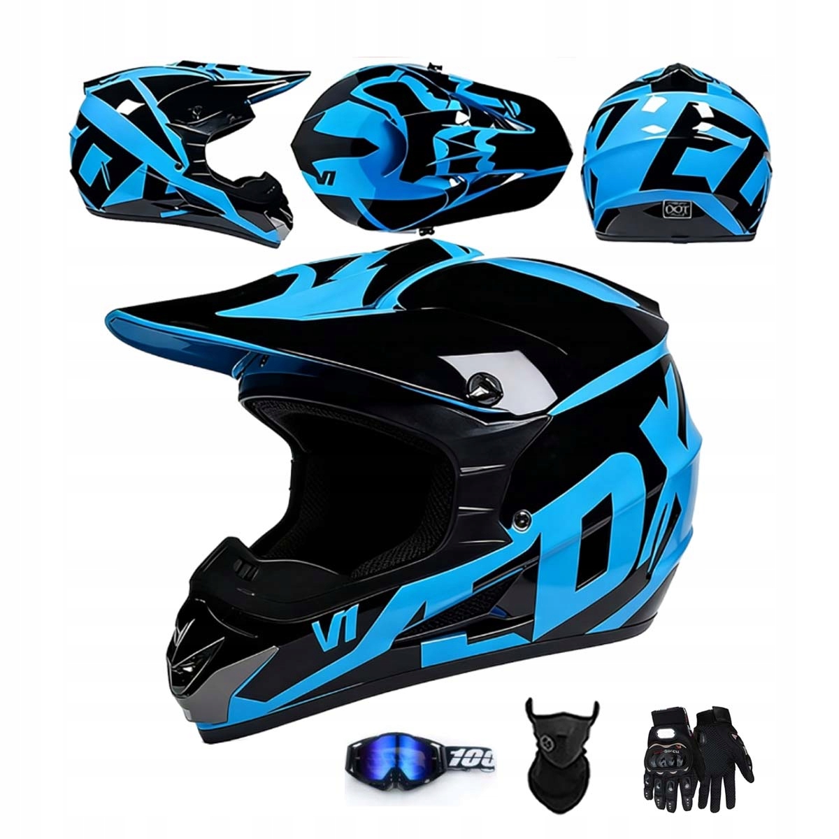 Motocyklová Přilba Lehká Enduro Quada Brýle Rukavice Maska M