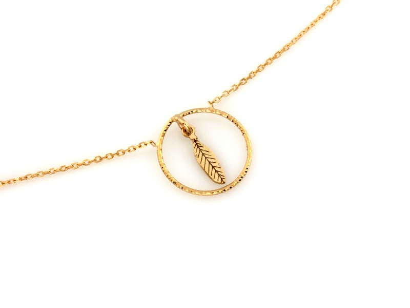 Zlatý náhrdelník 585 s perem v kruhu, váha 1.47 g, celebrita pro ženu