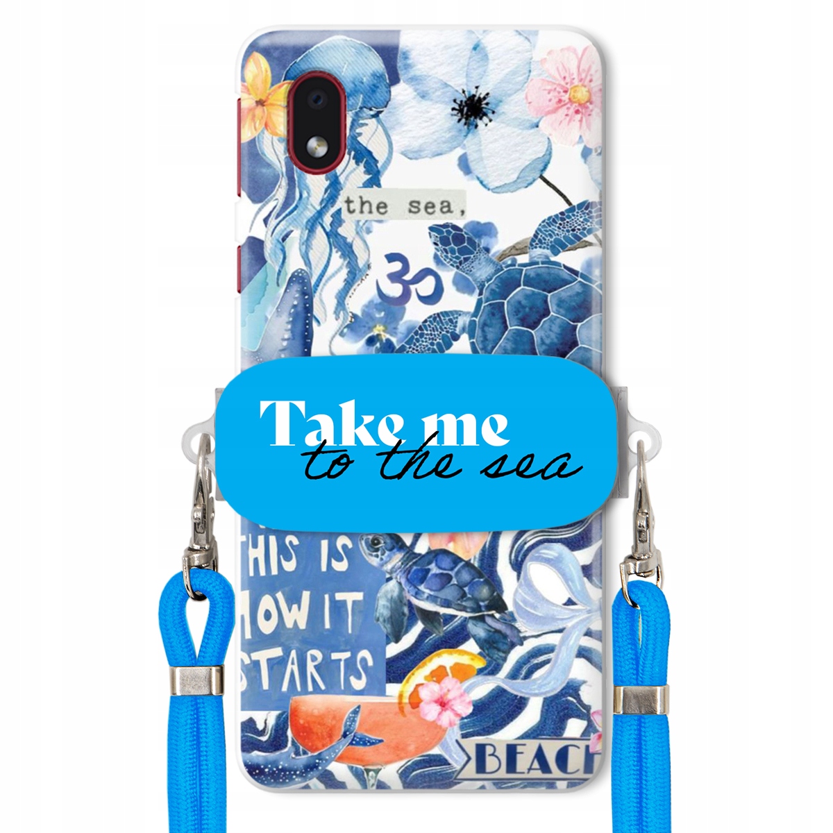 Puzdro pre Samsung A01 Core Vodítko Crossbody Blue Držiak Take Me To The Sea