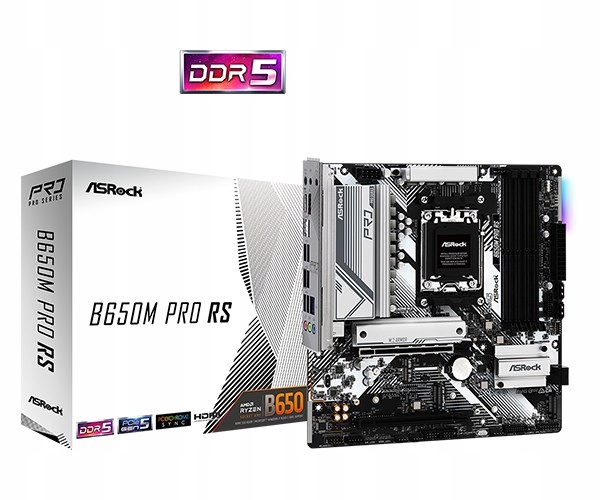 ASRock Mb Sc AM5 B650M Pro Rs, Amd B650, 4xDDR5, 1xDP, 1xHDMI, mATX…