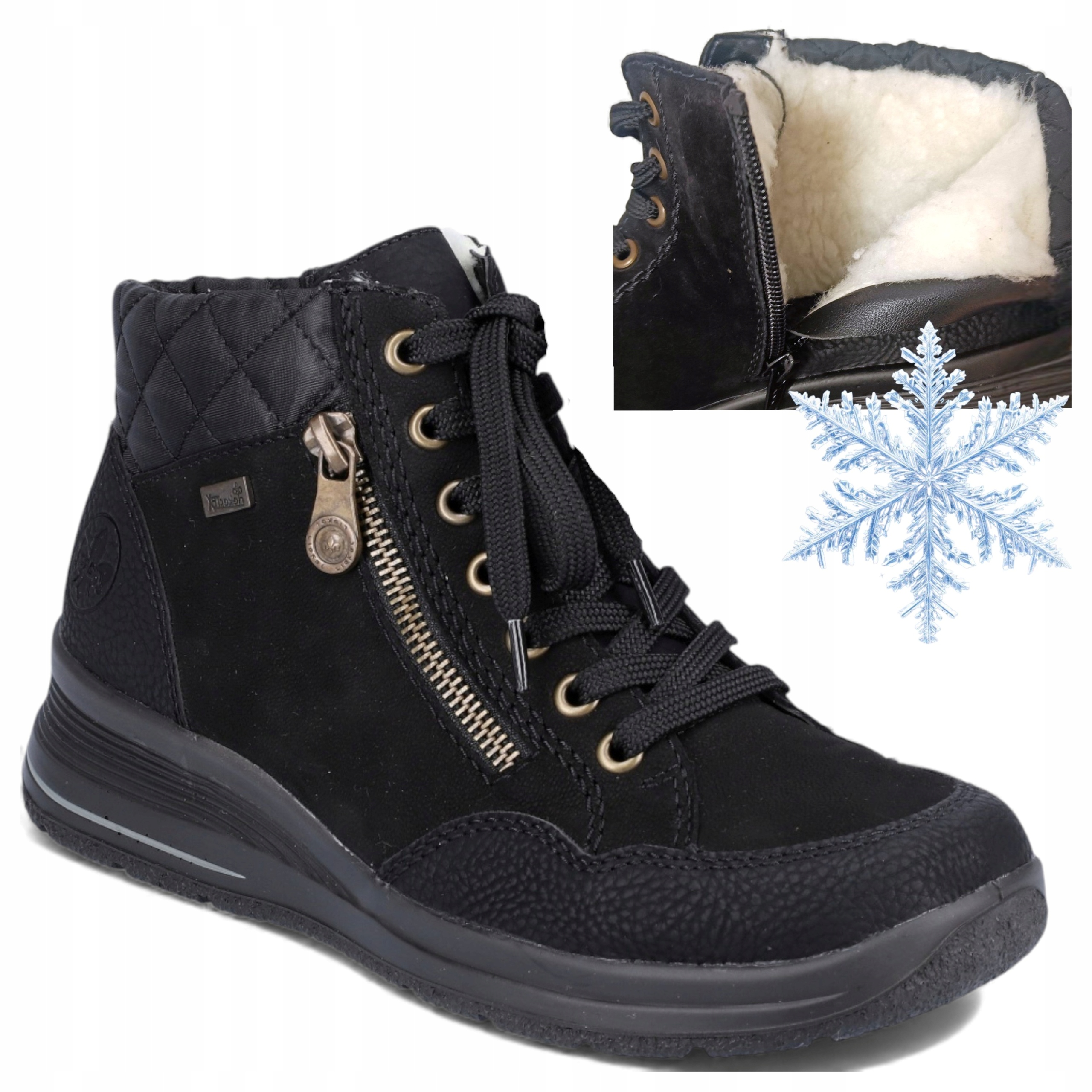 Dámské kotníkové boty Z Přírodní Kůže 38 Rieker nízké Teplé boty na nikom podpatku