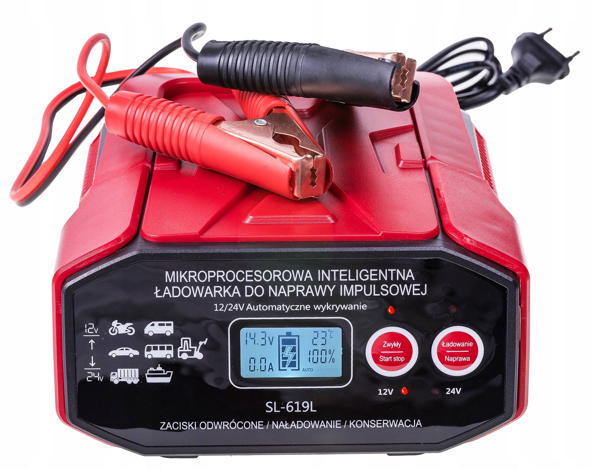 PROSTOWNIK SAMOCHODOWY DO AKUMULATORÓW 24V 12V 30A AGM START-STOP Natężenie maksymalne 30 A