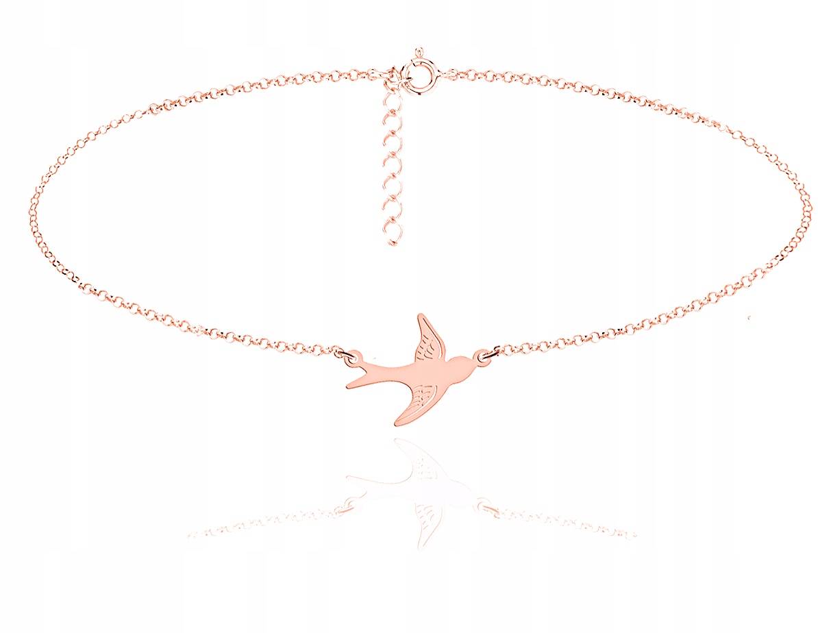 

Naszyjnik Jaskółka Ptak Serce Srebro Rose Gold Róż
