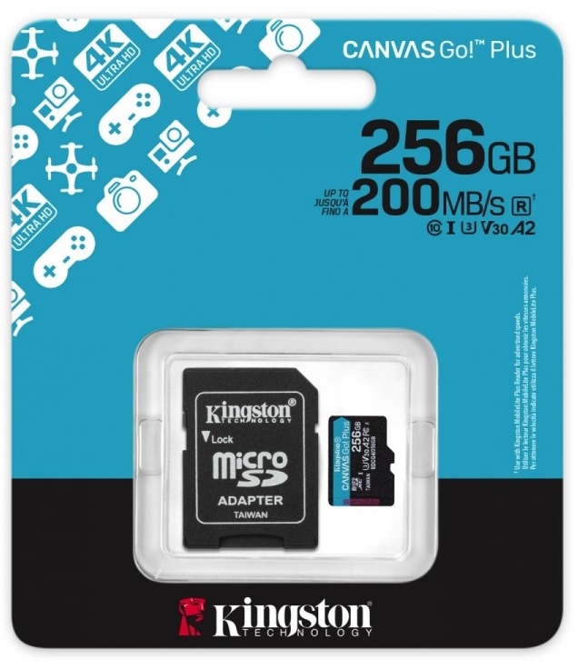 Kingston Karta Pamięci microSD XC 256GB 200MB/s A2 U3 V30 Adapter Sd