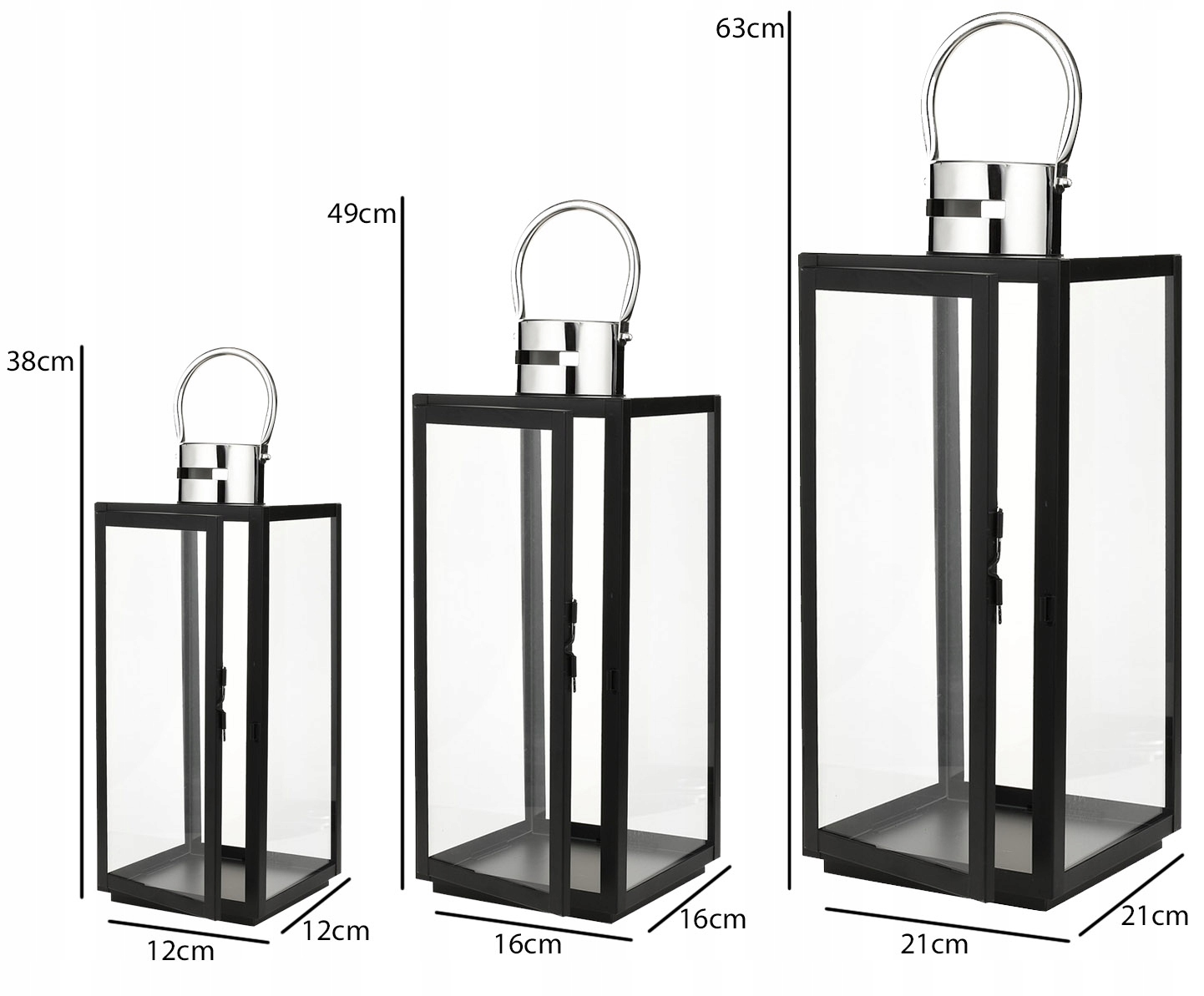 LATARNIE LAMPIONY ŚWIECZNIKI OGRODOWE KOMPLET 3szt Marka Sevico
