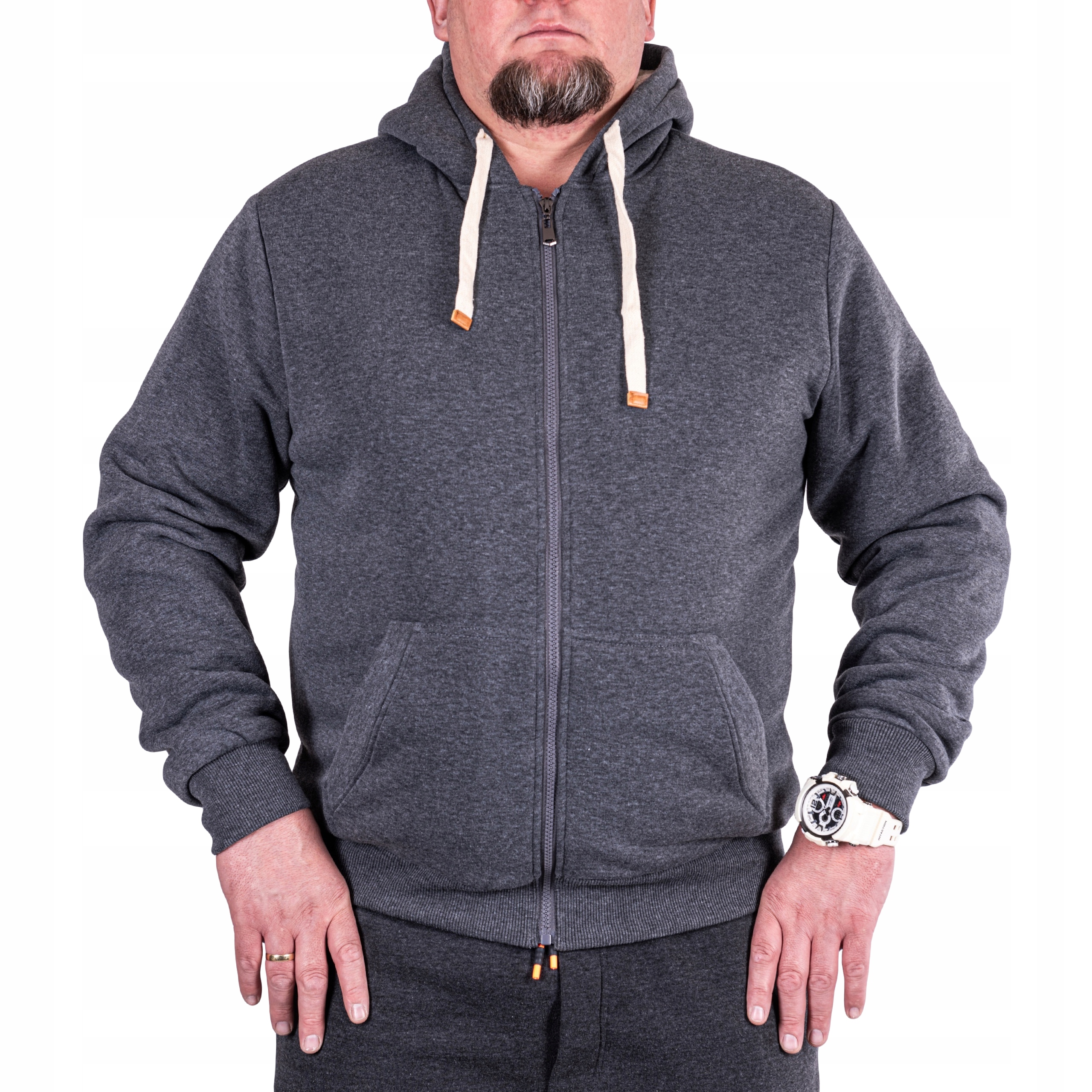 

Big Size Bluza Męska z kapturem zamek Szara 5XL
