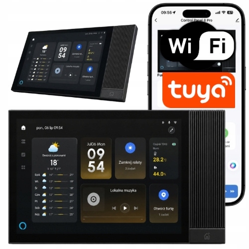 Ovládací panel Smart Home Tuya WiFi ZigBee Alexa 8 palcov dotykový, čierny