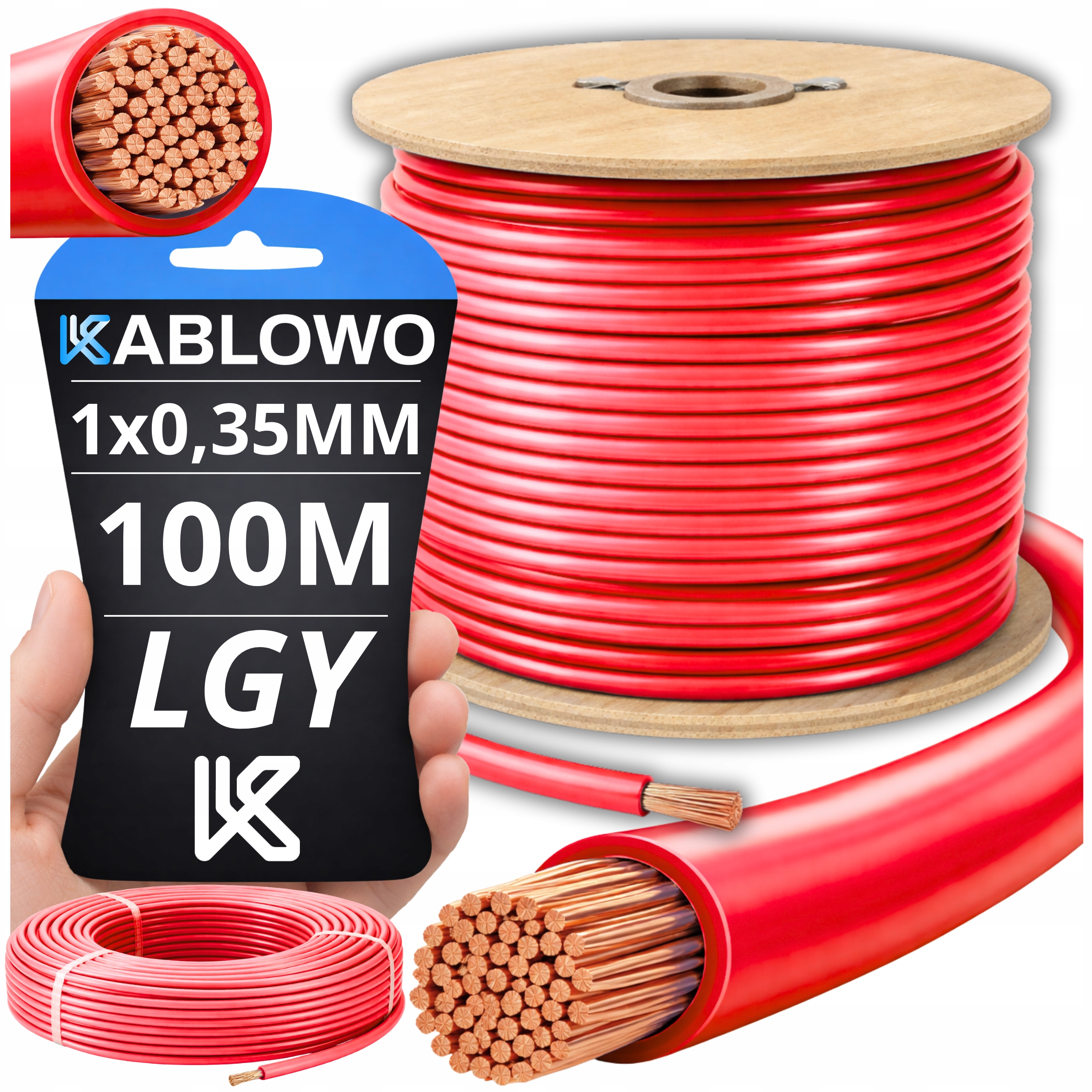 Przewód Linka Lgy Kabel Jednożyłowy Elektryczny 1X0,35MM Czerwony 100M Metr