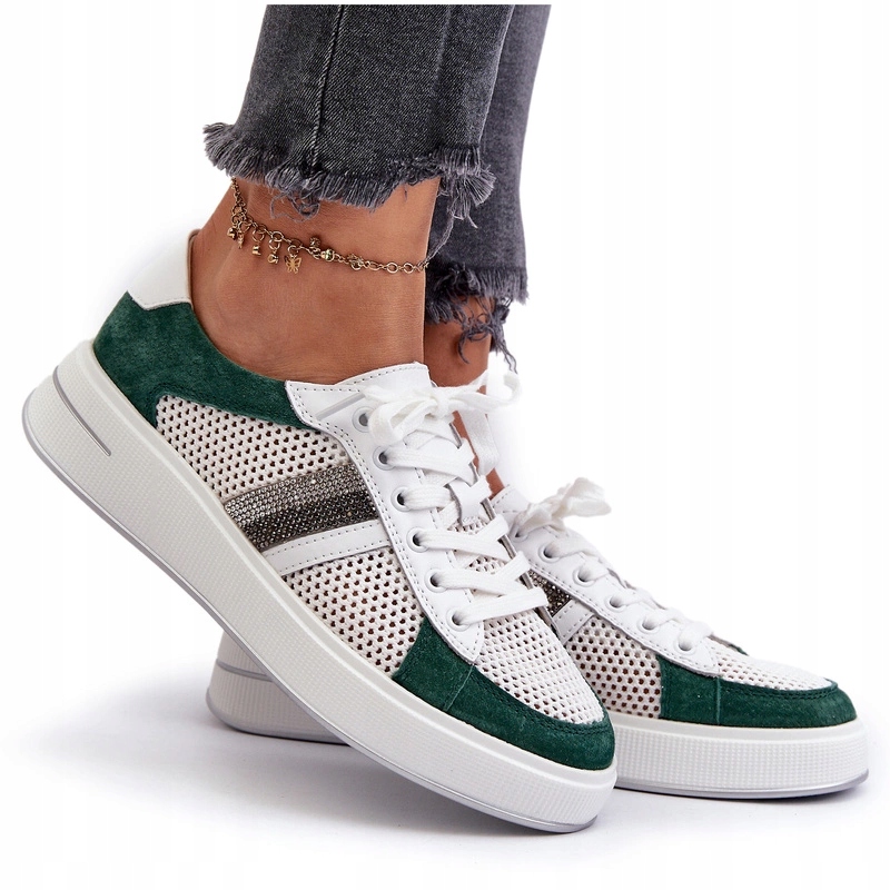 Dámské Semišové Tenisky Na Platformě D&a LR110 Bílo-zelené 41